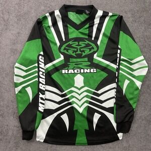 MTX Motocross Jersey Boys Size Large Green/black Biker Wear Racing Shirt